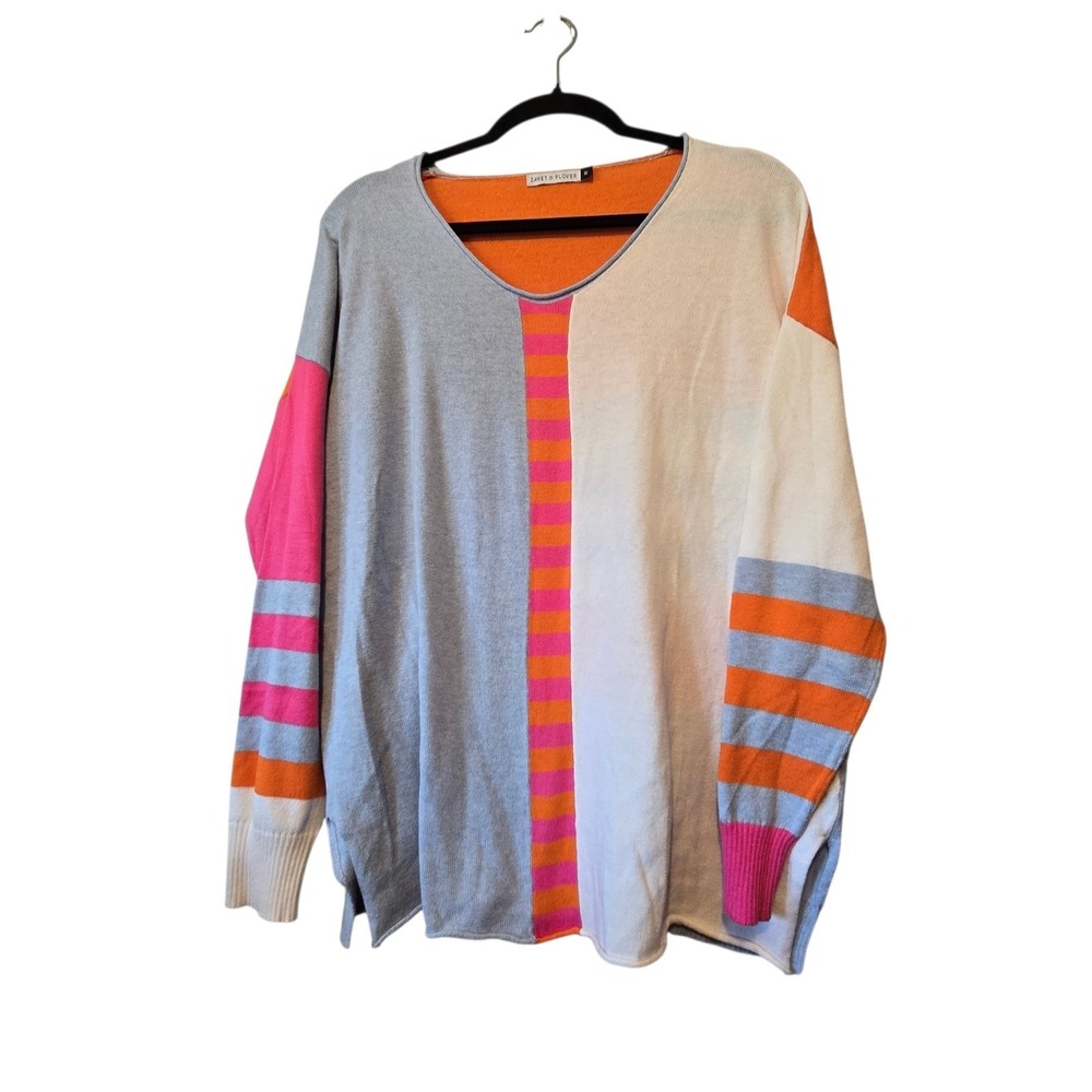 Zaket Plover Colorblock Sweater Women's MED Cashmere Cotton Colorful Lightweight